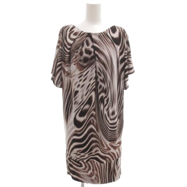 シトラスノーツ CITRUS nOTES 美品 ワンピース ひざ丈 タックネック 36 マルチカラー...