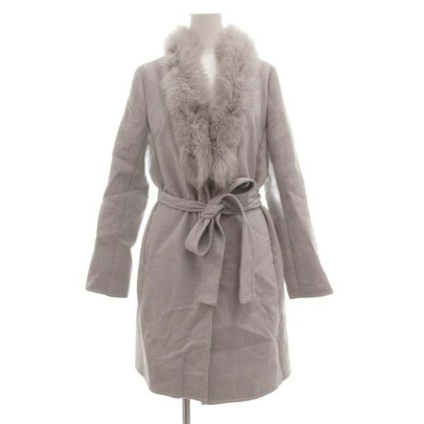 ロイヤルパーティー ROYAL PARTY ロングコート フォックスファー リボンベルト メルトン ...