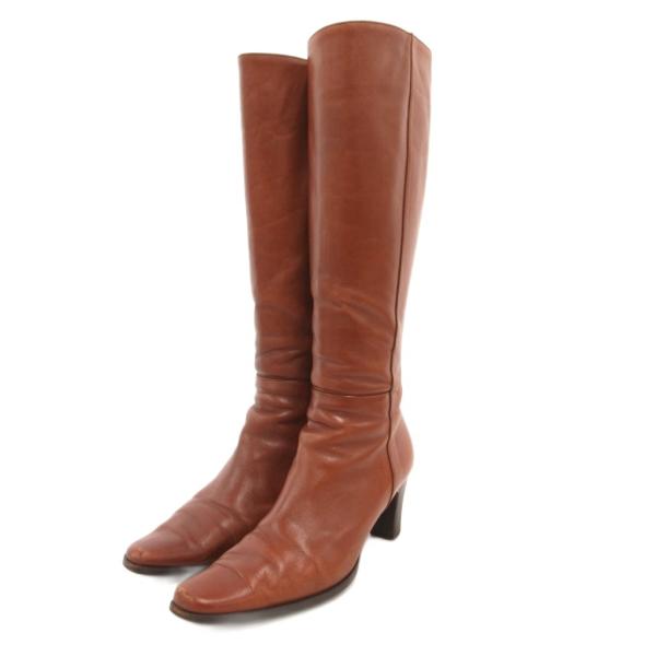 リーガル REGAL ロングブーツ ヒール レザー サイドジップ 22cm 茶 ブラウン /JS ■...