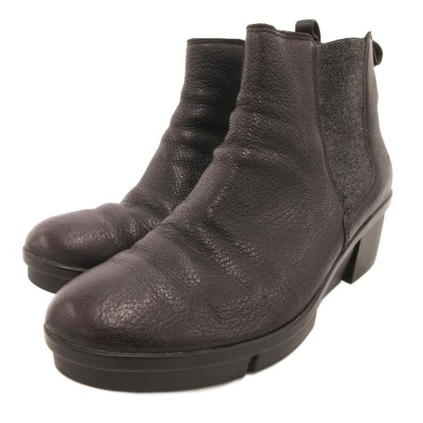 クラークス clarks ショートブーツ サイドゴア レザー シボ革 5 黒 ブラック /JS ■Y...