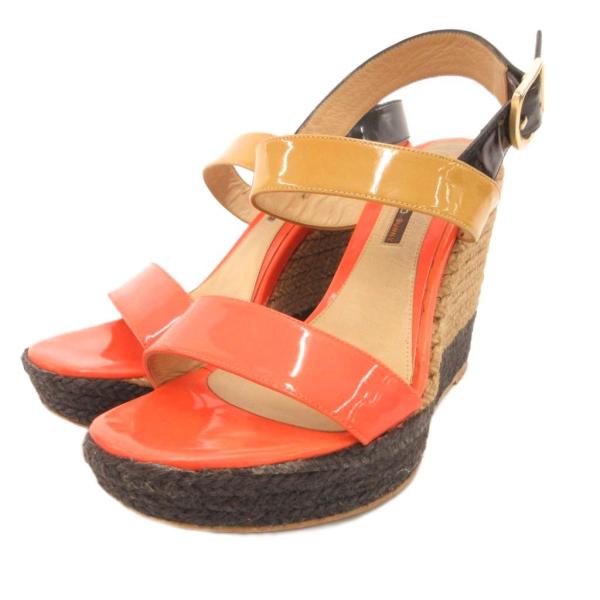 ペリーコ PELLICO サンダル ウェッジソール エナメル パテントレザー 37 オレンジ /JS...