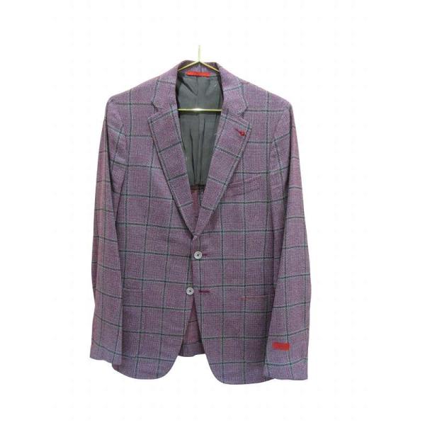 未使用品 イザイア ISAIA ジャケット 上着 ウインドウペン パープル 50 8R メンズ