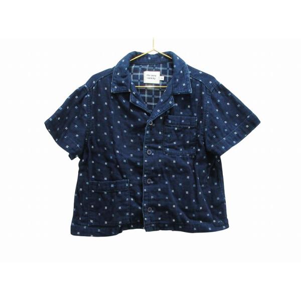 シャツ 半袖 The New Society インディゴブルー 綿 4Y キッズ