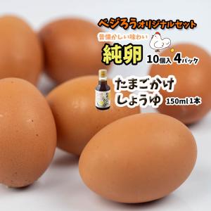 たまごかけごはん用 たまごと醤油 詰合 純卵 純たまご 10個入 4パック たまごかけ醤油 150ｍ 1本｜vegetable-fruit-pro