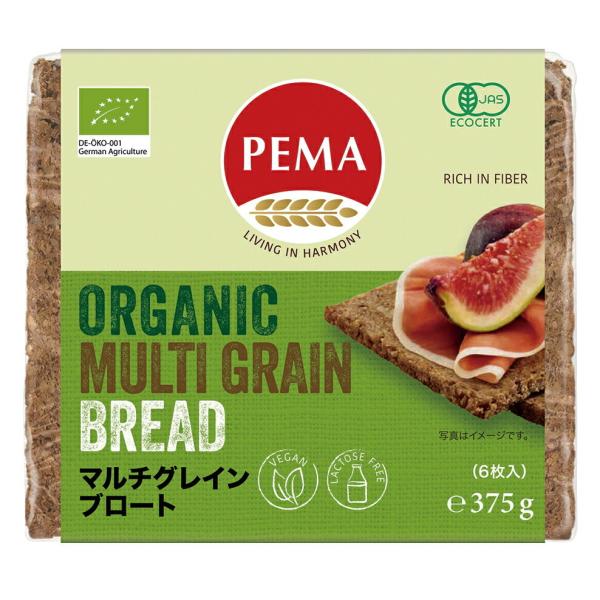 PEMA 有機全粒ライ麦パン(マルチグレインブロート) 375g(6枚) 6パック 送料込