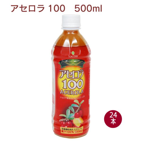 沖縄特産販売 アセロラ100 500ml　24本 送料込　アセロラ果汁100%　ビタミンCたっぷり　...