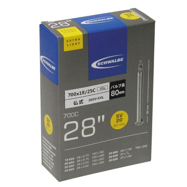 (即納)(メール便対応商品)SCHWALBE シュワルベ TUBE チューブ【品番20 SV-XXL...
