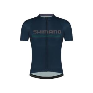 (即納)(メール便対応商品)SHIMANO シマノ LOGO SHORT SLEEVE JERSEY ロゴ ショート スリーブ ジャージ Mサイズ ネイビー メンズ (8717009527835)｜vehicle