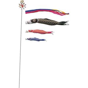 鯉のぼり 庭用 ナイロンゴールド鯉（五色吹流し） 3m 3匹6点セット（キング印）こいのぼり　