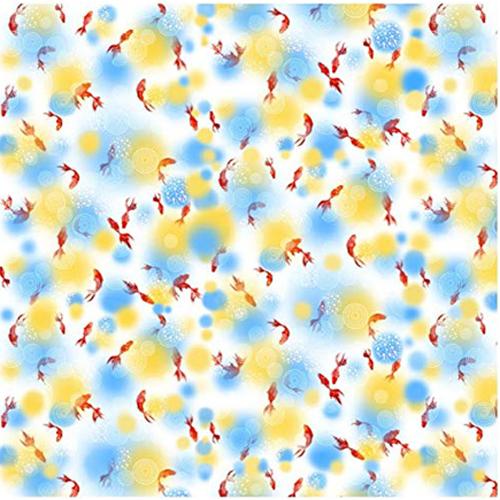 （ネコポス→送料無料）超撥水風呂敷ながれ 平織 金魚（朝倉染布 風呂敷 約96×96cm）