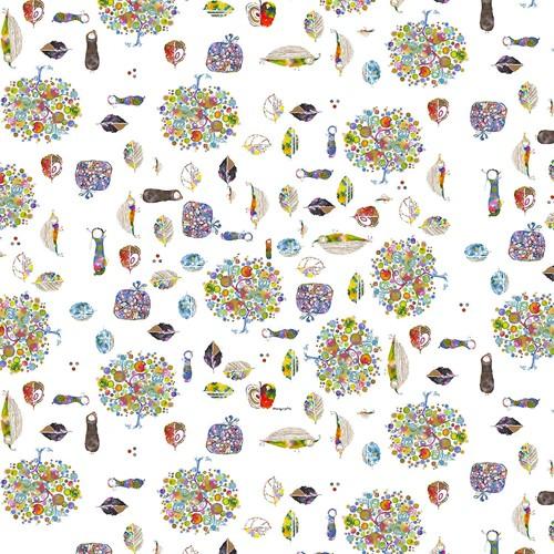 （ネコポス→送料無料はクレジット決済のみ）超撥水風呂敷ながれ 平織 イロイロの森（朝倉染布 風呂敷 ...