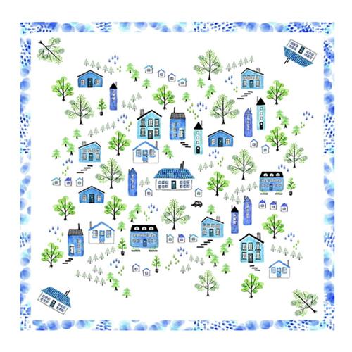 （ネコポス→送料無料はクレジット決済のみ）超撥水風呂敷ながれ Town（朝倉染布 風呂敷 約96×9...