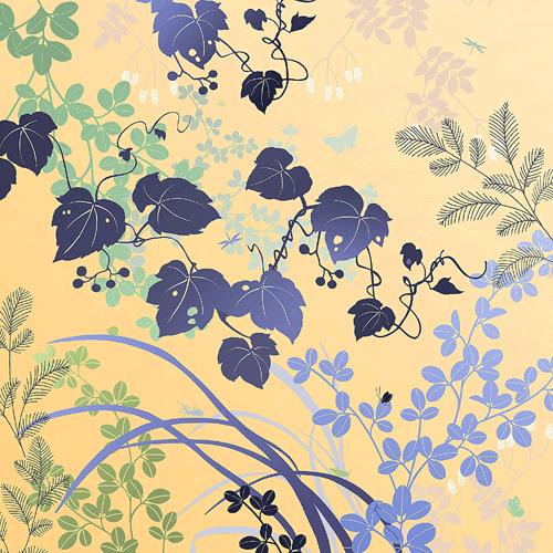 （ネコポス→送料無料）超撥水風呂敷ながれ 平織 季の葉（朝倉染布 風呂敷 約96×96cm）