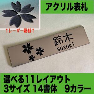 表札 ステンレス調表札 アクリル ポスト マンション 個性的デザイン シンプル プレート S 120mm×30mm 屋外対応 木目 両面テープ付き