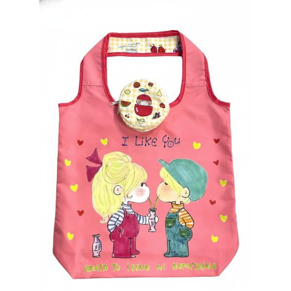 水森亜土 バッグ リバーシブル エコバッグ ポケット付き AdoMizumori グッズ 雑貨 キャ...