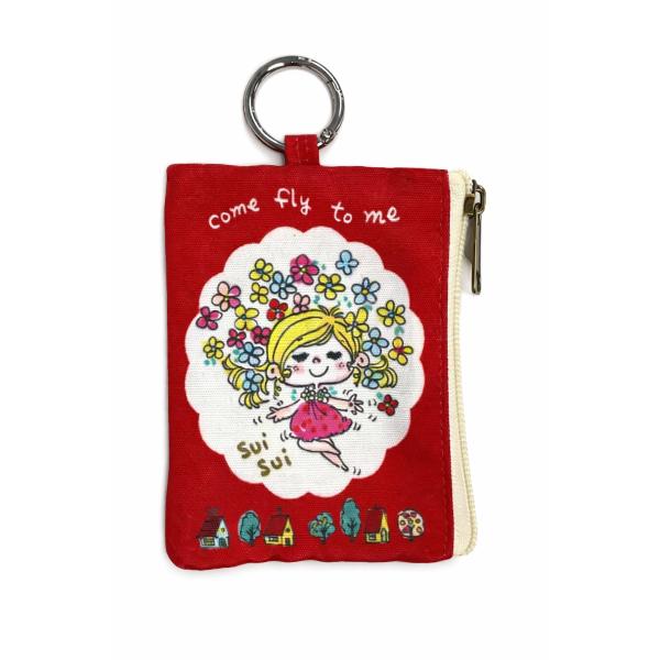 水森亜土 レトロ カラビナ付き ポーチ ハナ/RD AdoMizumori グッズ アパレル 雑貨 ...