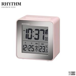 リズム(RHYTHM) 置き時計 電波時計 目覚まし時計 フィットウェーブD158 デジタル 温度 カレンダー RHYTHM PLUS 8RZ158SR13 ピンク 7.4x7.2x5cm