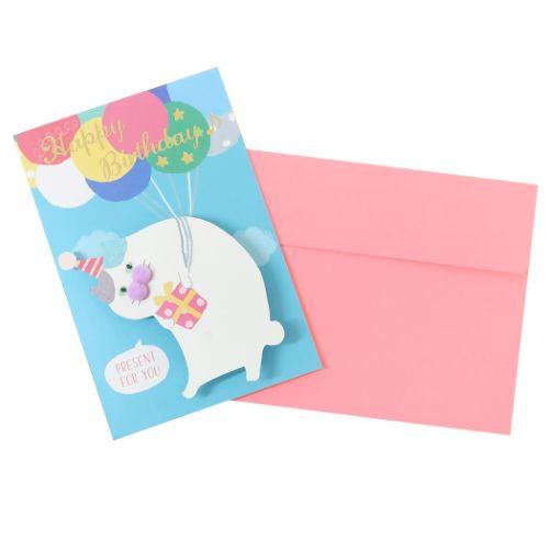 バースデーカード グリーティングカード フラッフムームー 立体2 アクティブコーポレーション 誕生日...