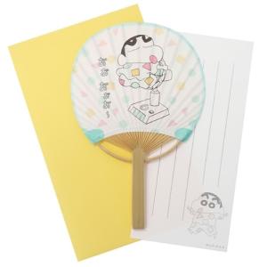クレヨンしんちゃん 一筆箋付き ミニ 竹うちわカード サマーカード クレヨンしんちゃん アクティブコーポレーション 暑中お見舞い 定型内郵便