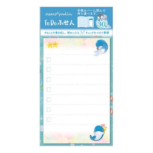 付箋 ToDoふせん クジラとペンギンの海色シャボン 吉田麻乃 クローズピン やることメモ