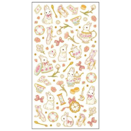 ふち箔クリアシール シールシート たけいみき アニマル エレガントうさぎ クローズピン 手帳デコ D...