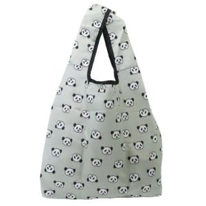 パンダ 折りたたみ ショッピングバッグ エコバッグ グレー ミントイン 32×62.5×16cm