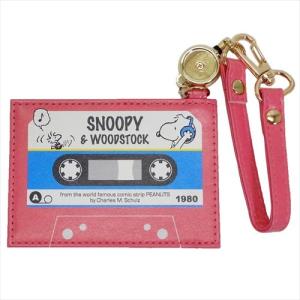 リール付きシングルパスケース 定期入れ スヌーピー ピーナッツ カセットテープ デルフィーノ