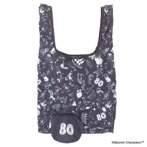 ポケッタブルショッピングバッグ エコバッグ 80TH ALL STAR ブラック ムーミン 北欧 エ...