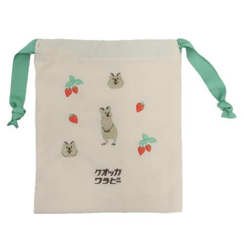刺繍巾着 巾着袋 アニマル百貨店 どうぶつ クオッカワラビー Green Flash きんちゃくポー...