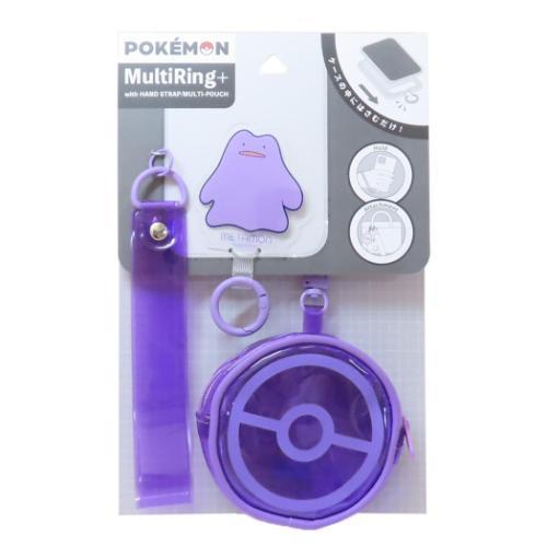 スマホアクセ マルチリングプラス ハントドストラップ＆ポーチ付 メタモン ポケットモンスター ポケモ...