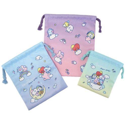 きんちゃくポーチ 3点セット 巾着袋 BT21 LINE FRIENDS おやすみ カミオジャパン ...