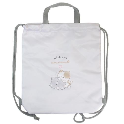 ナップサック 体操服バッグ WITH YOU ANIMAL ねこ 新入学 カミオジャパン 新学期準備...