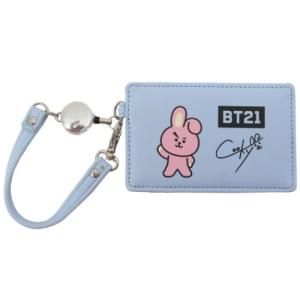 定期入れ リール付き シングル パスケース LINE FRIENDS BT21 COOKY 森本本店 通勤 通学雑貨 ICカードケース キャラクター