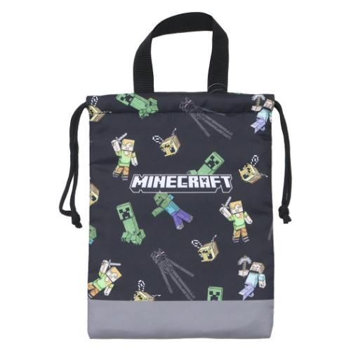 巾着シューズケース シューズバッグ マインクラフト ブラック 新入学 Minecraft ニシオ