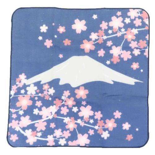 ミニタオル ジャパニーズスタイル 片面ガーゼハンカチタオル 桜と富士 日繊 汗拭きタオル かわいい ...