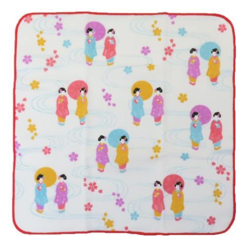 ジャパニーズスタイル 片面ガーゼハンカチタオル ミニタオル みやび舞妓 日繊 汗拭きタオル