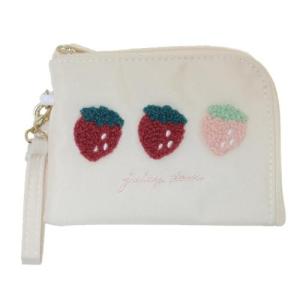 イチゴ サガラ刺繍 パスケース デイリーポーチ（いちご アイボリー