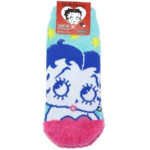 女性用防寒室内靴下 レディースもこもこショートソックス ベティブープ ビビッドカラースター スモールプラネット BETTY BOOP ウォーマー雑貨