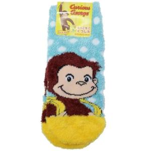 レディースもこもこショートソックス 女性用防寒室内靴下 おさるのジョージ リュックドット スモールプラネット ウォーマー雑貨 絵本キャラクター