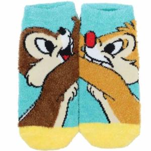 女性用防寒室内靴下 レディースもこもこショートソックス チップ＆デール スモールプラネット ディズニー ウォーマー雑貨 キャラクター