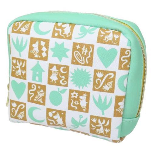 スクエアポーチ コスメポーチ MOOMIN 80th GR グリーン スナフキン ムーミン 北欧 ス...