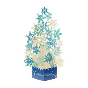 クリスマスカード JX46-2 立体 グリーティングカード レーザーカット雪の結晶ツリー CHRISTMAS サンリオ