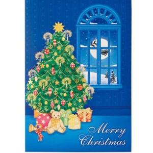 グリーティングカード メロディ JXPM2-2 クリスマスカード 窓の前にクリスマスツリー CHRISTMAS サンリオ