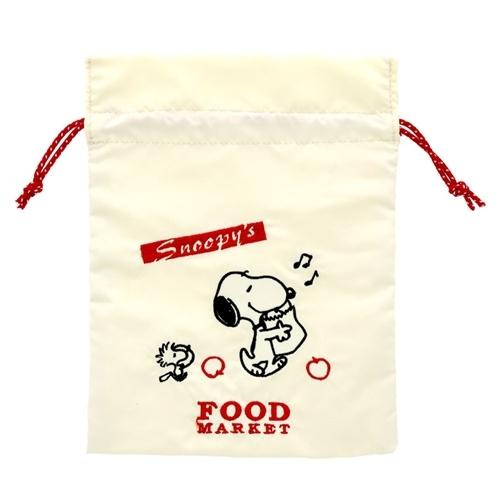 巾着袋 刺繍 きんちゃくポーチ ピーナッツ スヌーピー Delicious Food Market ...