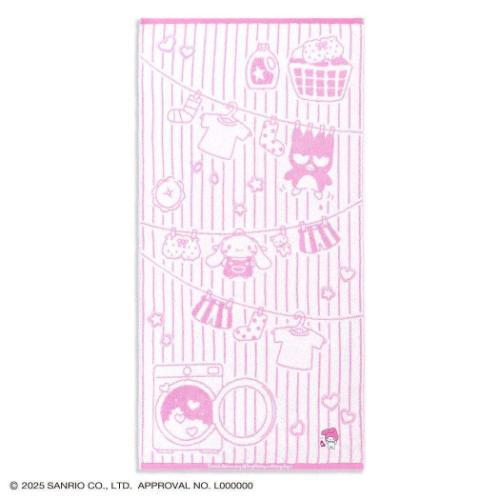 無撚糸フルフィーコットンバスタオル ビッグタオル マイメロディ サンリオ お洗濯 ピンク タオル美術...