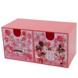 卓上 収納BOX 2ルーム 引き出し ボックス ミッキー ＆ ミニー ディズニー ツジセル