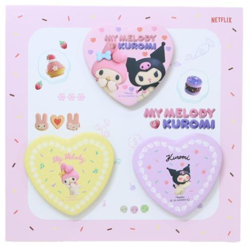 ハート型カンバッジ3個セット 缶バッジ サンリオ マイメロディ＆クロミ Netflix ワタナベ
