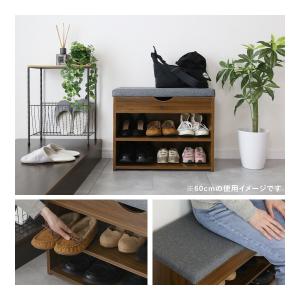 玄関ベンチ シューズラック 収納付き クッショ...の詳細画像2