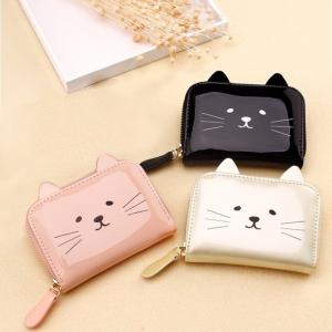 猫　カードケース レディース　カードホルダー じゃばら ファスナー  ネコ　財布