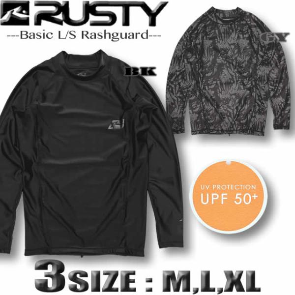最短翌日配達 RUSTY ラスティー メンズ ラッシュガード 長袖 ハイネック タイトフィット ぴっ...